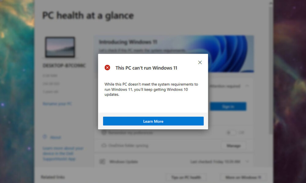 windows 11 won't support many modern pcs is yours among them