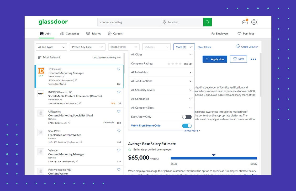 how to find remote-only jobs on glassdoor