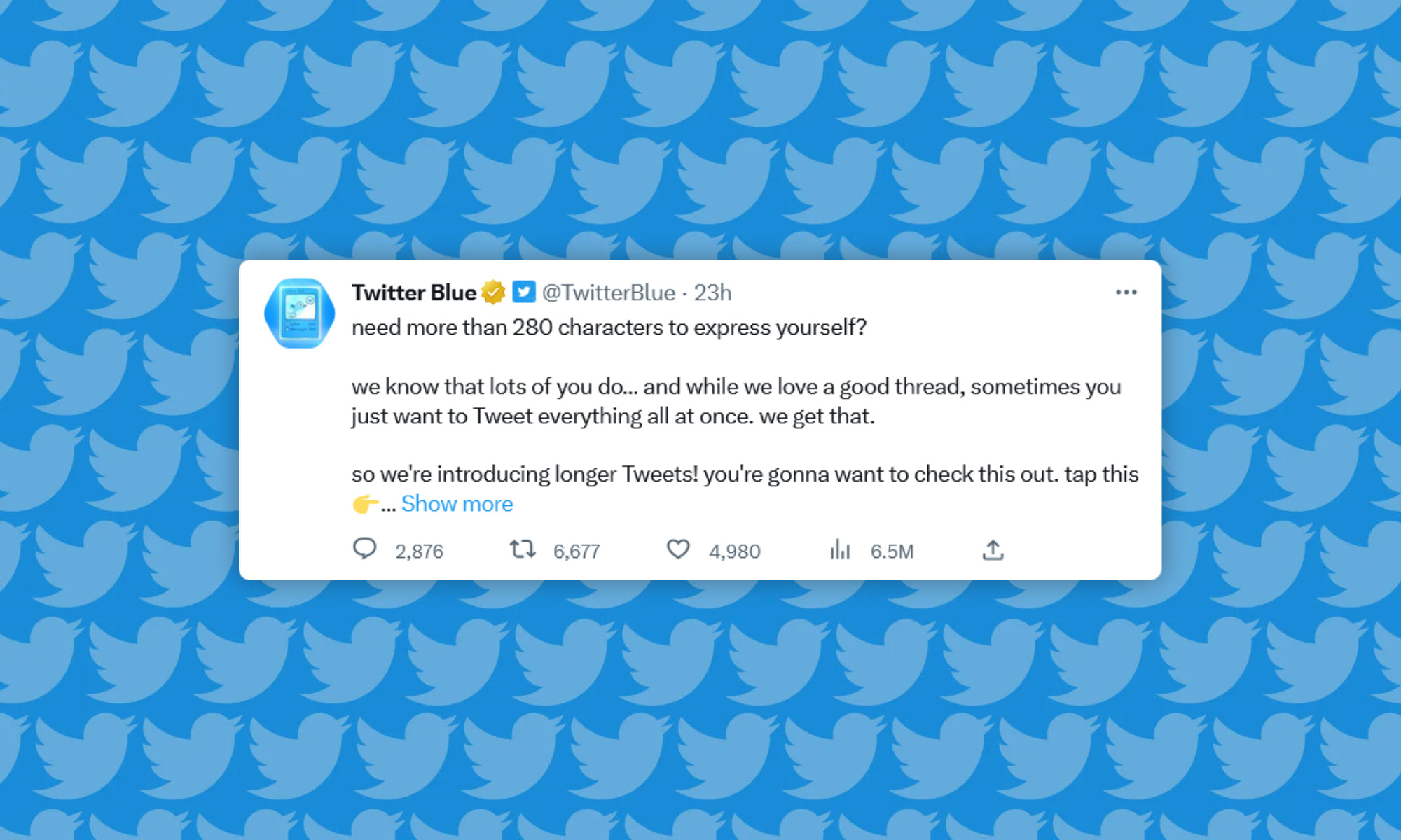 twitter blue subscribers can now make 4000-character tweets