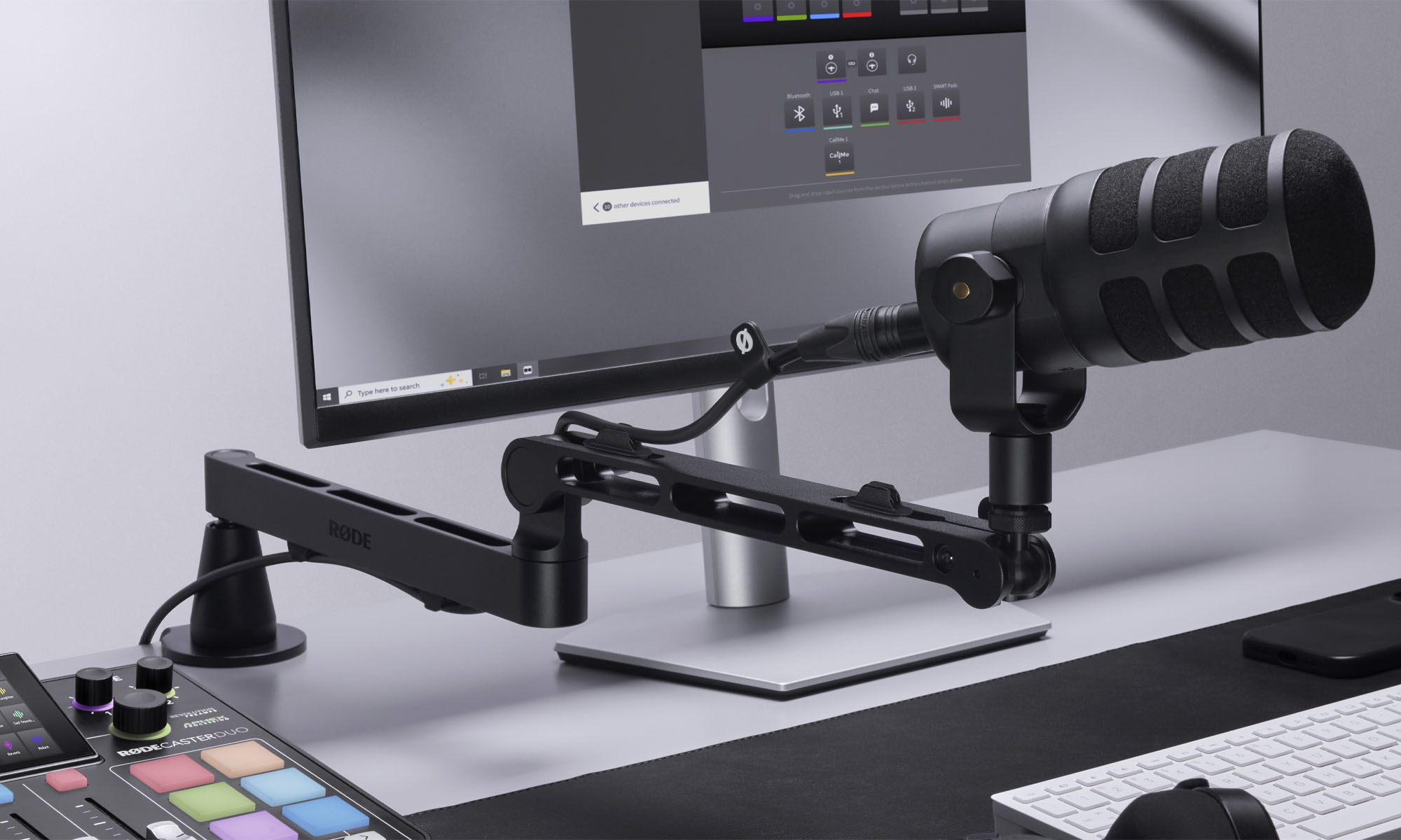 rode's low-profile studio arm is designed to stay out of shot